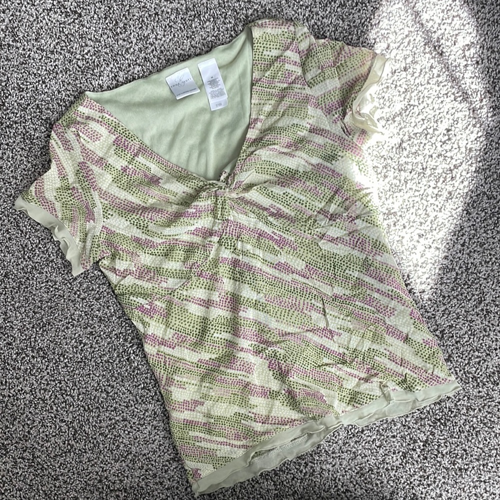 V-Neck Short Sleeve Blouse
